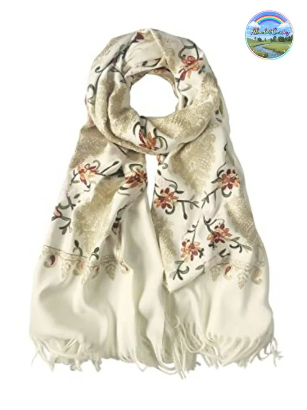 Embroidered Tassel Long Shawl Oversize Scarf Wrap